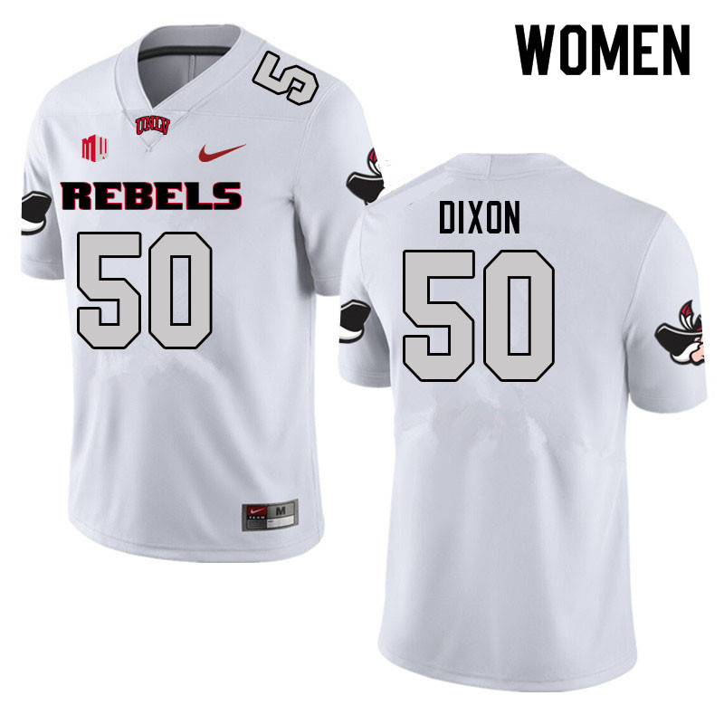 Women #50 Jalen Dixon UNLV Rebels College Football Jerseys Sale-White - Click Image to Close